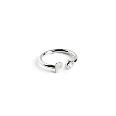 Afbeelding van SINGULARU Gepersonaliseerde letters diamant zilver verstelbare ring 925 sterling met gerhodineerd oppervlak Eén maat damessieraden gemaakt in Spanje, Talla Unica, edelmetalen, zilver, niet van toepassing