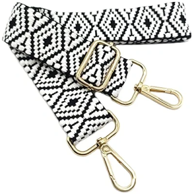 Afbeelding van Verstelbare zwarte vervangende schouderriem, handtasriem, vervanging, universele reserve riem met gouden gesp voor dames, handtas, schoudertas, accessoires, 08