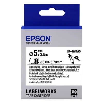 Image de Epson LabelWorks LK 4WBA5 Noir sur blanc Rouleau (0,5 cm x 2,5 m) 1 rouleau(x) tube pour LW 1000, 300, 400, 600, 700, 900, K400, Z5000, Z5010, Z700, Z710, Z900