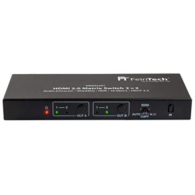 Afbeelding van FeinTech VMS02201 Matrix Switch 2x2 HDMI 2.0 Splitter met 4K HDR SPDIF Audio Extractor