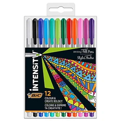 Afbeelding van Fineliner Bic Intensity medium assorti pak à 12 stuks