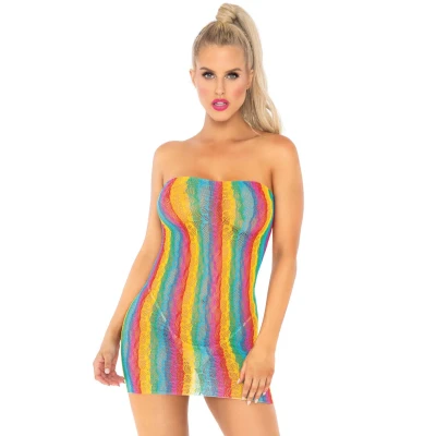 Afbeelding van Leg Avenue Festival Jurkje Regenboog Luipaard Motief