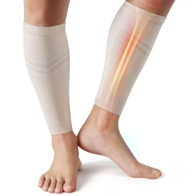 Afbeelding van CAMBIVO 2 x kuitcompressiekousen, compressiekousen voor dames en heren, voetloze compressiesokken, compressiesokken bloedcirculatie benen, spataderen, hardlopen, vliegreizen