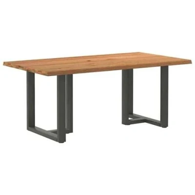 Image de vidaXL Table à manger marron clair bois de chêne massif rectangulaire3304386