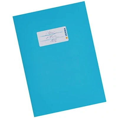 Afbeelding van HERMA 19764 Notitieboekomslag A5 van lichtblauw karton met tekstveld stevig en extra sterk papier
