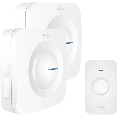 Afbeelding van Draadloze deurbel ELRO (Met 2 ontvangers, 300 meter, 110 dB, LED indicator, Wit)