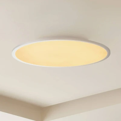 Afbeelding van Lindby LED plafondlamp met dimmer 1licht kunststof, aluminium H: 5.2 cm wit, zilver Inclusief lichtbron