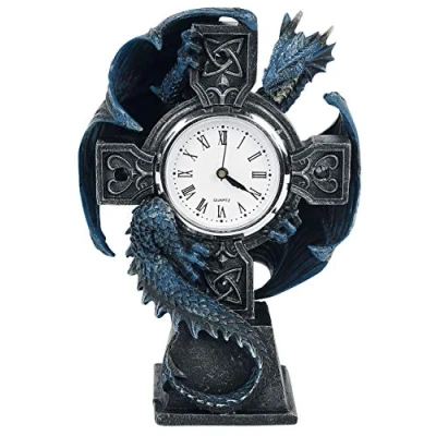 Afbeelding van Nemesis Now Draco Anne Stokes wandklok, 17,8 cm, hars, blauw, Eén maat