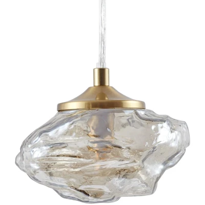 Afbeelding van Lindby hanglamp Piatra, barnsteen/messing, glas, Ø 16 cm, G9