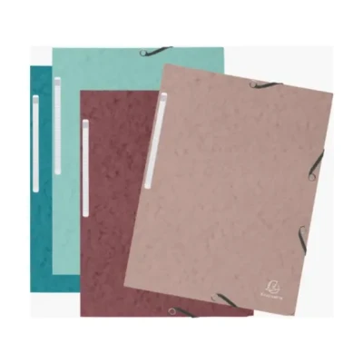 Afbeelding van Exacompta Ref. 55270E Pak van 4 Skandi elastieken mappen 3 flapjes glanzend karton 400g/m² afmetingen 24 x 32 cm voor A4 documenten diverse kleuren