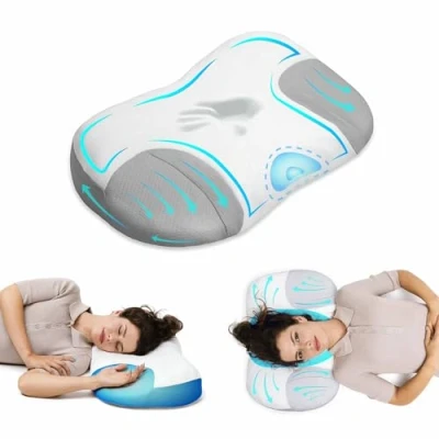 Afbeelding van Orthopedisch kussen van traagschuim en nekkussen voor optimale ondersteuning, 60 x 38 10 cm, zij, rug buik, ergonomisch