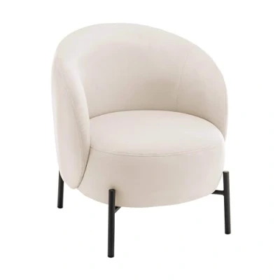 Afbeelding van Oviala Relaxfauteuil in metaal en ecru stof