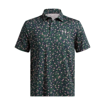 Afbeelding van Under Armour Heren Playoff Golfpolo 3.0 Printed Midnight Navy Forest Green