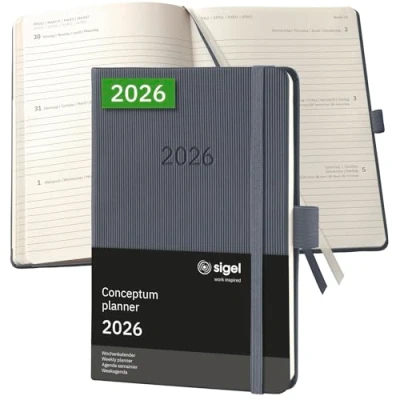 Afbeelding van SIGEL C2667 Wochenkalender Conceptum 2026, ca. A6, , dunkelgrau: Agenda Conceptum, Classic, Hardcover