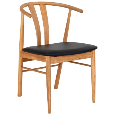 Afbeelding van House Nordic Artenara Eetkamerstoel Eiken / Zwart PU Leer