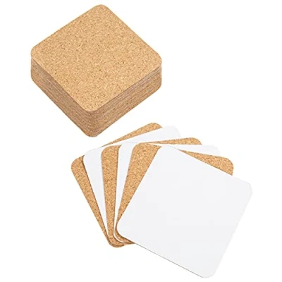 Afbeelding van Belle Vous Zelf Klevende Kurken Onderzetters (50 Pak) 9,5 x cm Vierkante Achterkant Vellen met Sterke Binding Mini Tegels/Matten voor Kurk Bord, en DIY Hobby Projecten
