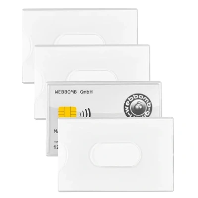 Afbeelding van webbomb 4 stuks robuuste beschermhoesjes Voor identiteitskaarten en creditcards met duimgleuf bankkaarten, creditcards, Transparant,