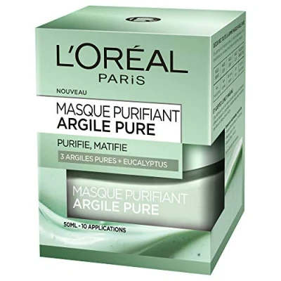 Afbeelding van L&#039;Oréal Paris Zuiverend gezichtsmasker matterende en anti vermoeidheid met 3 zuivere klei eucalyptusextracten snelle zichtbare resultaten alle huidtypes 50 ml