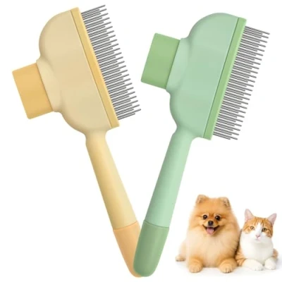 Afbeelding van Aurinovellia 2 stuks zelfreinigende knoopborstels voor katten en honden, zachte kam lang kort haar, het verwijderen van knopen eenvoudige dagelijkse verzorging