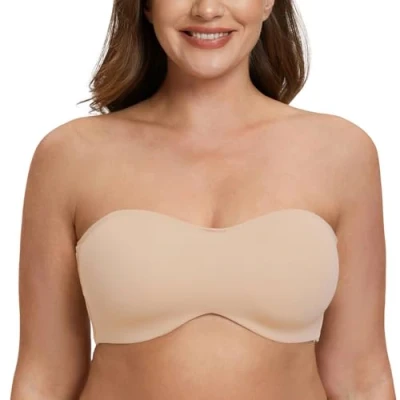 Afbeelding van MELENECA Damesbeha zonder bandjes, grote maat, met beugel, ongevoerd, transparant, lichtbeige, 90D, lichtbeige