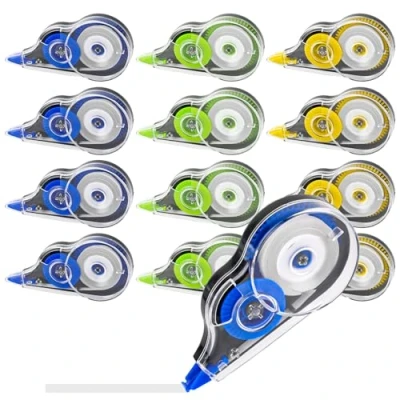 Afbeelding van 12 stuks correctierollen m x 5 mm, mini muis met beschermkap, correctierol, voor studenten, kantoormedewerkers, correctietape