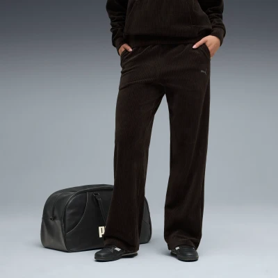 Image de PUMA Pantalon droit en velours côtelé Essentials Elevated Femme, Vêtements, Noir, L
