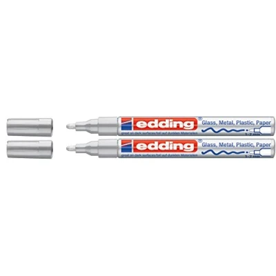 Afbeelding van Edding 751 marker punt M, zilver, dubbele verpakking