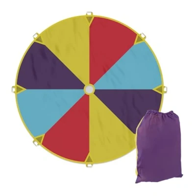 Afbeelding van Relaxdays parachute spel Ø 240 cm 8 spelers dansdoek kinderen buitenspeelgoed