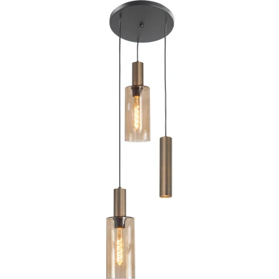 Afbeelding van Highlight Hanglamp Perugia 2+1 lichts Ø 40 cm zwart amber