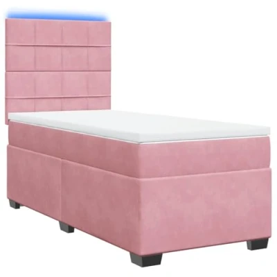 Afbeelding van vidaXL Boxspring met matras fluweel roze 90x190 cm