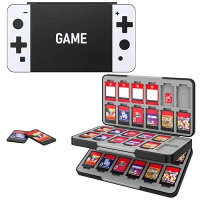Afbeelding van MoKo Opberghoes voor speelkaarten, compatibel met Nintendo Switch OLED 2021/Switch/Switch Lite, opbergdoos van siliconen 48 vakken, beschermende organizer, videogames