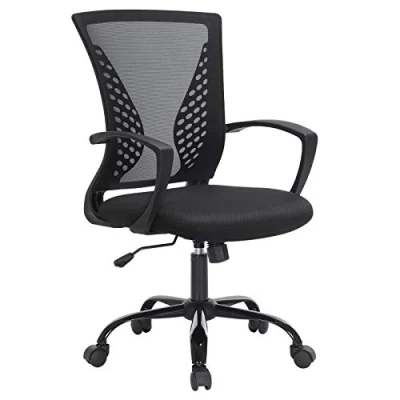 Afbeelding van Songmics Obn22Bk Bureaustoel, Kantelfunctie, Ademend, Tot 120 Kg Belastbaar 64 X 96 Cm,Zwart