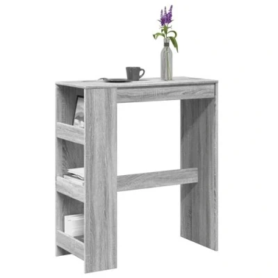 Image de vidaXL Table de bar avec étagères sonoma gris bois d&#039;ingénierie854378