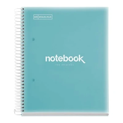 Afbeelding van Miquelrius A5 Emotions notitieboek, 5 gekleurde strepen, 120 vellen gelinieerd 7 mm, 90 g/m² papier, 2 gaten, polypropyleen omslag, hemelsblauw