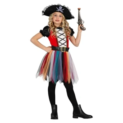 Afbeelding van Guirca Piraat &amp; Viking Kostuum Miriam De Beruchte Van Zuidelijke Zee Meisje Rood, Zwart 10 12 jaar Carnavalskleding Verkleedkleding