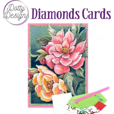 Afbeelding van Dotty Designs Diamond Cards Red and yellow flower