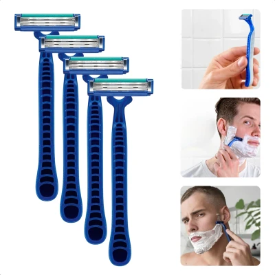 Afbeelding van Cheqo® Scheermesjes voor Heren Scheermes Wegwerp Wegwerpscheermesjes 3 Scheerbladen Vochtafgevend Set van 4