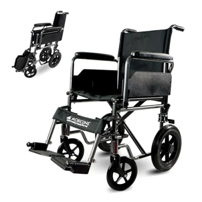 Afbeelding van Mobiclinic S230 Rolstoel Voor Volwassenen Opvouwbare Transportrolstoel Zitting 43 cm Opklapbaar Orthopedisch Voetsteunen Armleuningen Kleur Zwart