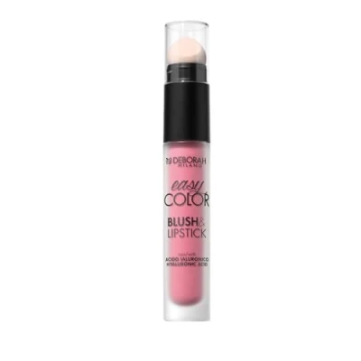 Afbeelding van Deborah Milano Blush &amp; Lipstick Easy Color 02 Cold Rose met hyaluronzuur en zoete amandelolie, intensieve langdurige kleur op wangen lippen, 30 ml
