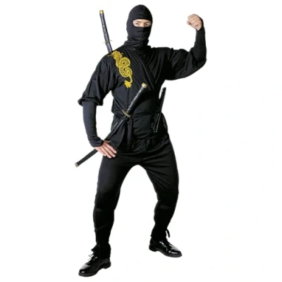 Afbeelding van Widmann Ninja &amp; Samurai Kostuum Golden Dragon Bruce Lee Man Zwart Large Carnavalskleding Verkleedkleding