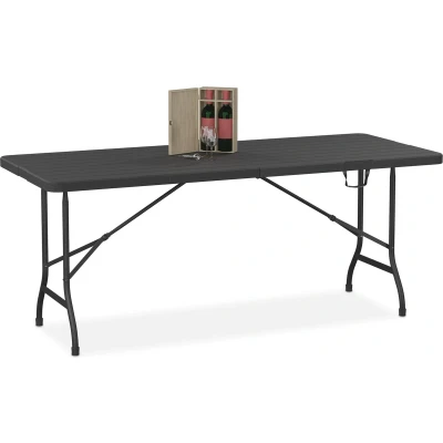 Afbeelding van Relaxdays tuintafel eettafel tuin buitentafel biertafel klaptafel buiten 180 cm zwart