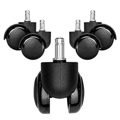 Afbeelding van kwmobile 5x bureaustoelwieltjes Zwenkwielen voor meubels Set van 5 Diameter 10/50 mm Vervangende kunststof wieltjes 360 draaibaar Zwart