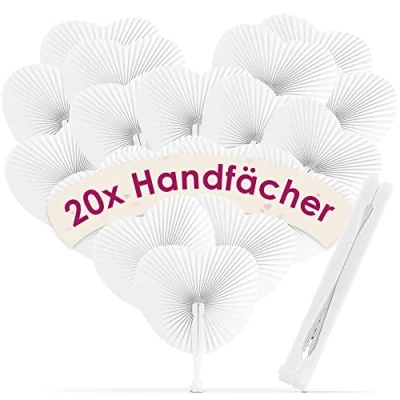 Afbeelding van WeddingTree 20 x waaiers voor bruiloft en gasten, papieren waaiers, bruiloft, knutselen decoratie, dames,