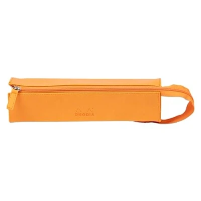 Image de RHODIA 319025C Trousse Plumier Rhodiarama Orange 23x5x5 cm Ouverture à Plat pour Utilisation en tant que Simili Cuir Rangement Stylos, Crayons, Feutres, Petites Fournitures