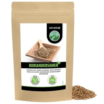 Afbeelding van Korianderzaad (250 g), koriander in zaden, hele koriander, 100% natuurlijk, zonder additieven, veganistisch