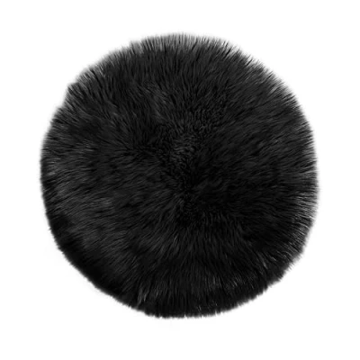 Afbeelding van Teppich Wölkchen tapijt van kunstbont lams en schapenvacht, pluizig voor slaapkamer, woonkamer, kinderkamer, stoeldecoratie, zwart, 60 cm, rond