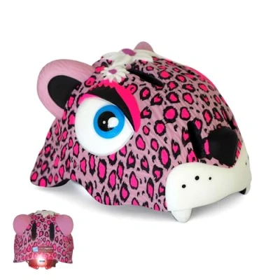 Afbeelding van Crazy Safety Kinderfietshelm Roze Luipaard S/M 49 55 cm verstelbaar