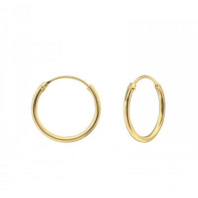 Afbeelding van Oorbellen 925 zilver Oorringen Gold plated oorringen, plain 14 mm