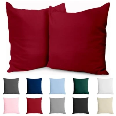 Afbeelding van Kussensloop, 80 x cm, versterkt katoen, 2 stuks, bordeaux, dicht geweven, 57 draden/cm², kussensloop Oeko Tex gecertificeerd
