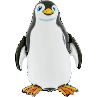Afbeelding van 76 cm, zwart + wit, penguin, folievorm, ballon, verjaardag, feest/Kerstmis